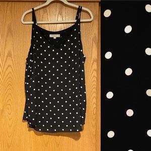 LOFT chiffon tank top, black and white, double strap, Sz 22